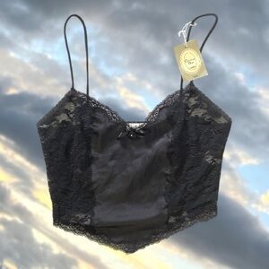Vintage Dior Black Lace Camisole Crop Top
